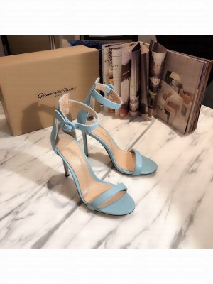 GIANVITO ROSSI PORTOFINO 105 Blue Calfskin Adjustable ankle strap Sandals Spring/Summer 2021 Collection