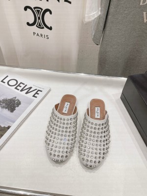 Alaïa FLATS IN STRASS LAMBSKIN MULE WHITE