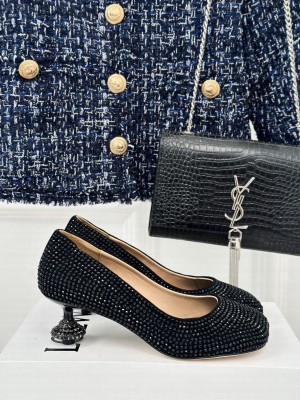 Loewe Toy pump in suede and allover rhinestones All Black