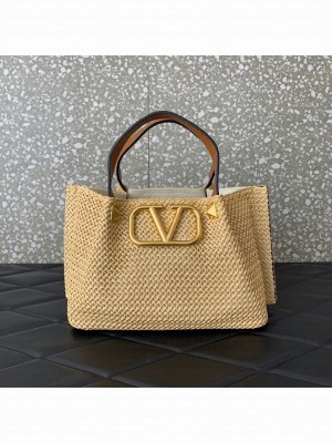 VALENTINO Small RAFFIA MACRAME Shoulder Bag 0330S Apricot