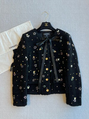 Chanel Wool Short Coat CH121701 Black 2024