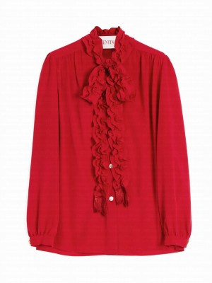 Valentino Women's Crepe De Chine Shirt Red