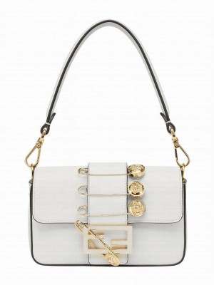 Fendi Brooch Mini Baguette White