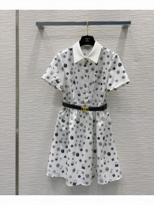 Chanel Women's Printed Dress White