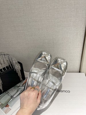 Prada Metallic Leather Pumps 1I771M Silver