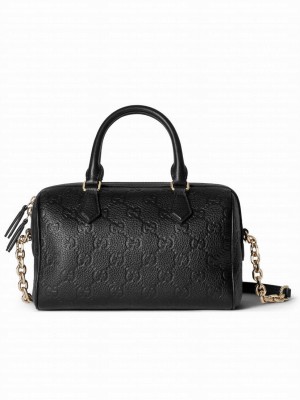 Gucci GG Emblem Small Top Handle Bag 815255 Black