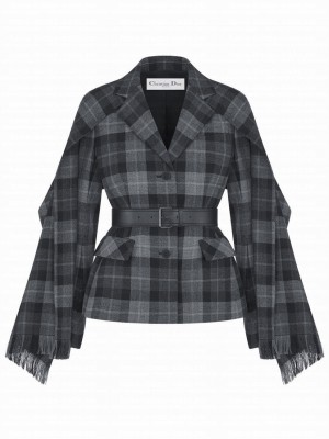 Christian Dior Women's Belted Jacket With Removable Scarf Black