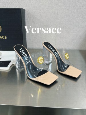 Versace "Alia" clear PVC mule sandals with Medusa medallion 05