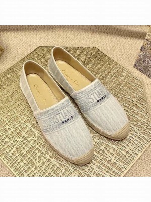 Dior Granville Espadrilles in Metallic Thread Embroidered Cotton White Spring/Summer 2021 Collection