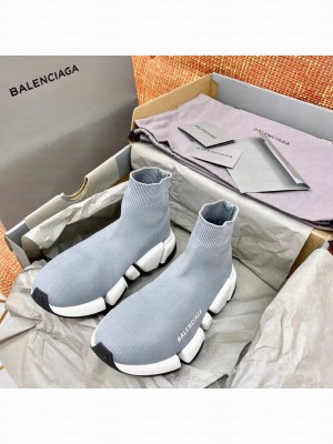 Balenciaga Speed 2.0 Knit Sock Sneakers Spring/Summer 2021 Collection, Grey/White