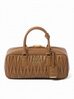 Miumiu Arcadie Matelasse Nappa Leather Bag Coffee
