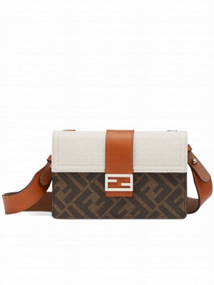 Fendi Baguette Pouch Fabric Bag 7M0295 Coffee