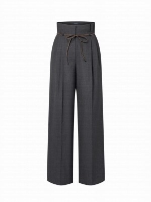 Louis Vuitton Women's Knotted Belt Tailored Pants Black