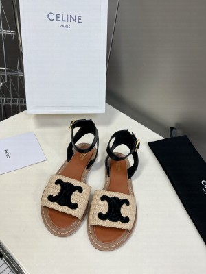 CELIE FLAT SANDALS IN RAFFIA & CALFSKIN 04