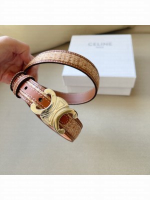 Celine Triomphe Width 2.5cm Belt With Brass Buckle 017