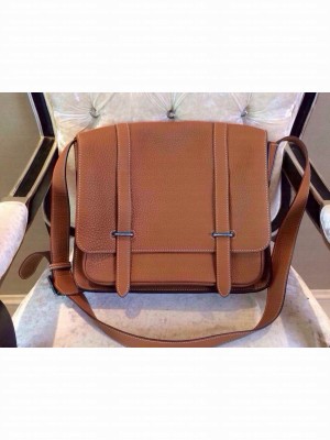 Hermes Steven 35cm Men'S Earth Yellow Original Leather Bag