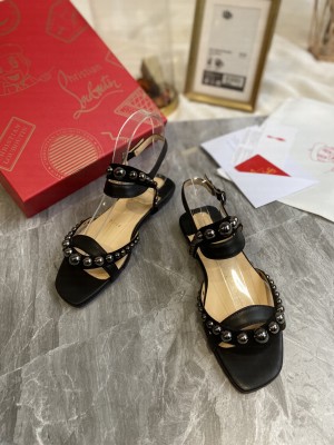 Christian Louboutin Round Studde Black Flat 2021 Collection