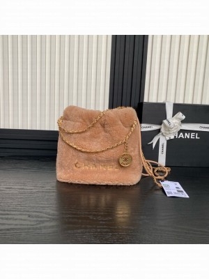CHANEL 22 MINI HANDBAG wool AS3980 Brown