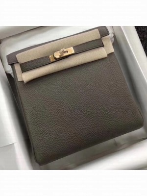 Hermes Kelly 22 Ado Backpack Bag In Original Togo Leather Gray