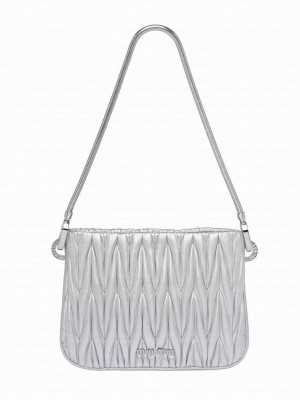 Miumiu Matelasse Nappa Leather Handbag 5BA200 Silver