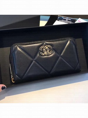 Chanel 19 Goatskin Long Zipped Wallet AP1063 Black 2019 Collection