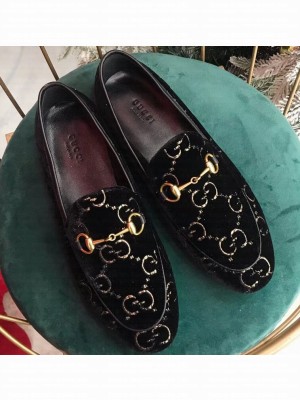 Gucci Women's Horsebit Loafer GG Velvet Black