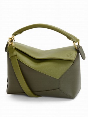 Loewe Small Puzzle Bag In Classic Calfskin Green