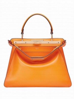 Fendi Peekaboo ISeeU Medium Leather Bag 8BN321 Orange