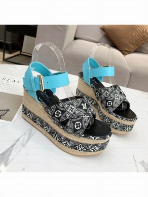Louis Vuitton Since 1854 Boundary Wedge Sandal Black 2021 Collection