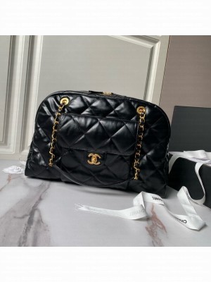 Chanel Shiny Lambskin & Gold-Tone Metal AS4812 Black