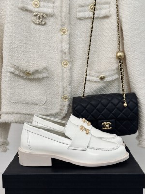Chanel CC Calfskin Loafers White