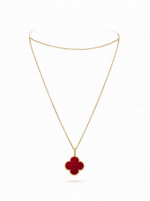 Van Cleef & Arpels VCA Vintage Alhambra Necklace Red