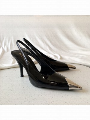 SAINT LAURENT 9CM VESPER SLINGBACK PUMPS IN PATENT LEATHER