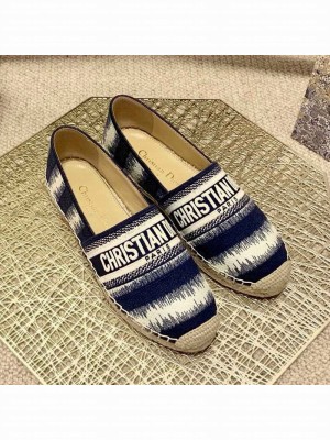 Dior Granville Espadrilles in Dark Blue D-Stripes Embroidered Cotton Spring/Summer 2021 Collection