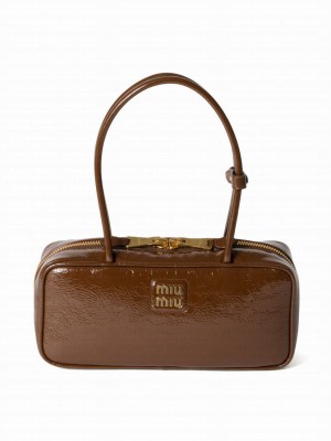 Miumiu Beau Naplak Patent Leather Bag Coffee