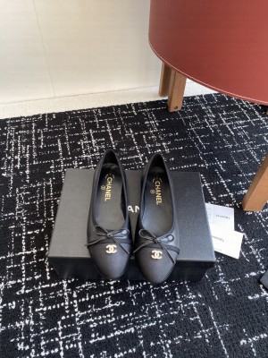 Chanel Ballet flats Lambskin & Grosgrain CC Logo Black 2025