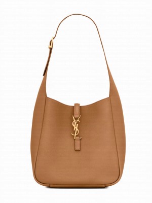 Saint Laurent Le 5 A 7 Supple Small In Grained Leather Coffee