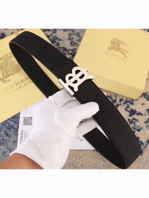 Burberry Width 3.8cm Reversible Monogram Motif Leather Belt Black 2019