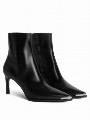 Celine Women's Verneuil Ankle Boot With Metal Toe In Calfskin Black