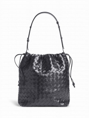 Bottega Veneta Avenue Intrecciato Leather Shoulder Bag 836020 Black