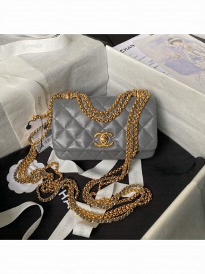 Chanel 24A MINI FLAP BAG AS4972 gray