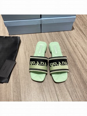 Prada Flat slides sandals 2022 Collection,Green 01