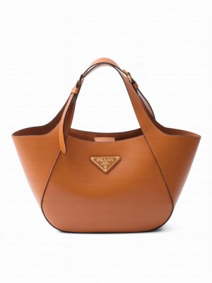 Prada Medium Leather Tote Bag 1BG483 Coffee