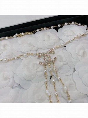 Chanel Pearl Y Tassel Necklace AB5356 White/Pink Spring/Summer 2021 Collection