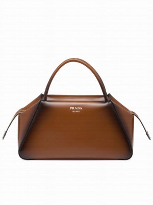 Prada Medium Brushed Leather Prada Supernova Handbag 1BA365 Coffee