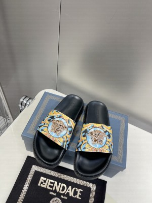 Versace x Fendi Unisex Fendace Flat Slide Sandals 2022 Collection 017