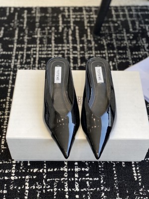 TOTEME Sharp patent wedge mules black