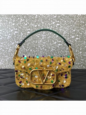 VALENTINO V-logo MINI LOCO sequin and leather bag WA0K53-10