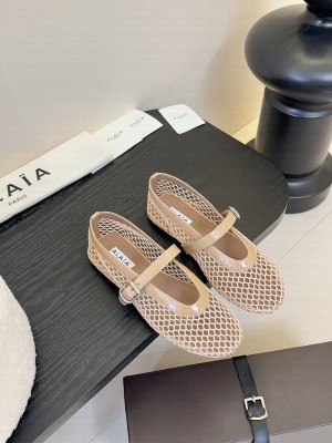 Alaïa BALLET FLATS IN FISHNET BEIGE