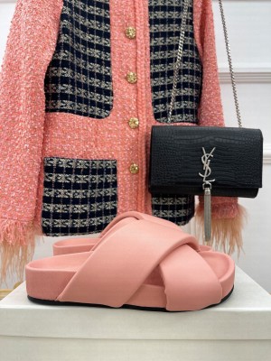 JIL SANDER Leather Slide Sandals Pink